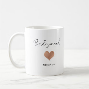 Bruidsmeisje Trendy Schrift en Hart Koffiemok
