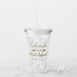 Bruidsmeisje Tribale Bloem Pijl Goud Bruiloft Acryl Drinkbeker