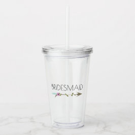 Bruidsmeisje Tribale Bloem Pijl Trouwen Bachlorett Acryl Drinkbeker