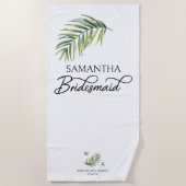 bruidsmeisje tropische palmblad bestemming bruilof strandlaken (Voorkant)