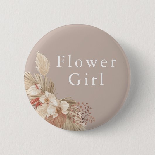 Bruidsmeisje Trouw Boho Pampas Gras Ronde Button 5,7 Cm (Voorkant)