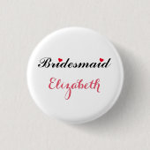 Bruidsmeisje Trouw Bruid Bachelorette Feest Wit Ronde Button 3,2 Cm (Voorkant)
