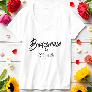 Bruidsmeisje Trouw Bruidsfeest Zwart Wit T-shirt