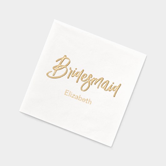 Bruidsmeisje Trouw Goud Wit Folie Servetten (Links)