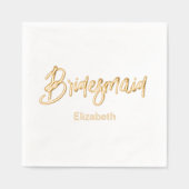 Bruidsmeisje Trouw Goud Wit Folie Servetten (Voorkant)
