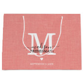 Bruidsmeisje Trouw Monogram Modern Roze & Wit Groot Cadeauzakje (Voorkant)