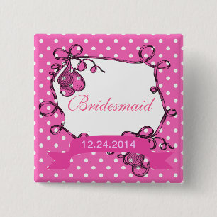 Bruidsmeisje trouwknoop vierkante button 5,1 cm
