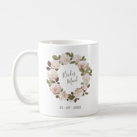Bruidsmeisje trouwmug met Oude Franse Rozen Koffiemok (Links)