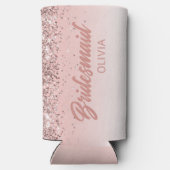 Bruidsmeisje Trouwroos Gouden Glitter Schrift Seltzer Blikjeskoeler (Achterkant)