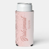 Bruidsmeisje Trouwroos Gouden Glitter Script Seltzer Blikjeskoeler (Seltzer Voorkant)