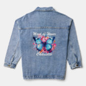 Bruidsmeisje Trouwvlinder Roze Bloemen Denim Jacket (Achterkant)