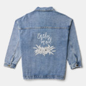Bruidsmeisje typografie bloemenkrans bruiloft denim jacket (Achterkant)