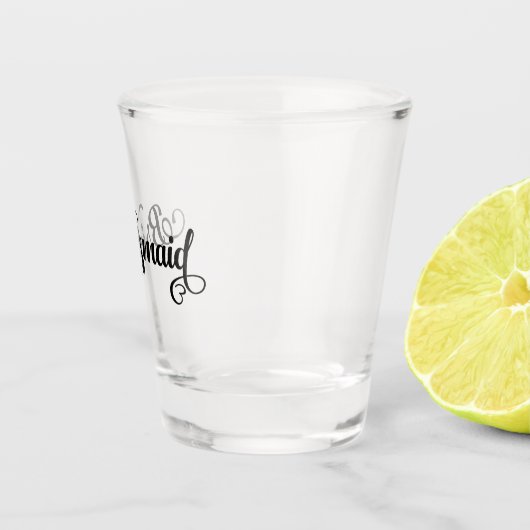 Bruidsmeisje typografie met harten bruiloft shot glas (Rechts)