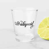 Bruidsmeisje typografie met harten bruiloft shot glas (Voorkant)