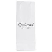 Bruidsmeisje typografie script naam sjabloon beste wijn cadeautas (Achterkant)