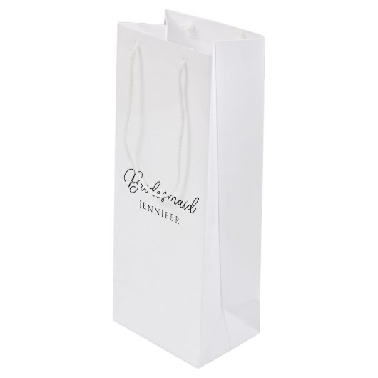 Bruidsmeisje typografie script naam sjabloon beste wijn cadeautas (Voorkant Gekanteld)
