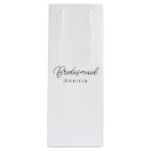 Bruidsmeisje typografie script naam sjabloon beste wijn cadeautas (Voorkant)