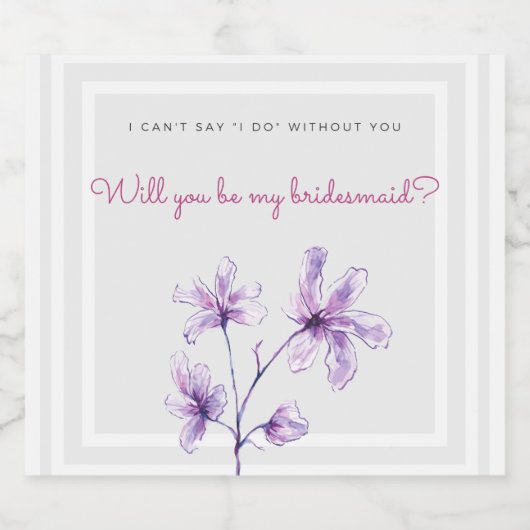 Bruidsmeisje uitnodiging Bubbly Champagne Prosecco Sparkling Wijnetiket (Enkel label)