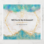 Bruidsmeisje uitnodiging Bubbly Champagne Prosecco Sparkling Wijnetiket (Enkel label)