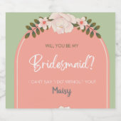 Bruidsmeisje uitnodiging Bubbly Champagne Prosecco Sparkling Wijnetiket (Enkel label)