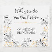 Bruidsmeisje uitnodiging Bubbly Prosecco Sparkling Wijnetiket (Enkel label)