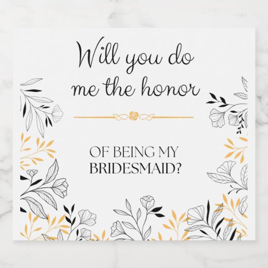 Bruidsmeisje uitnodiging Bubbly Prosecco Sparkling Wijnetiket (Enkel label)