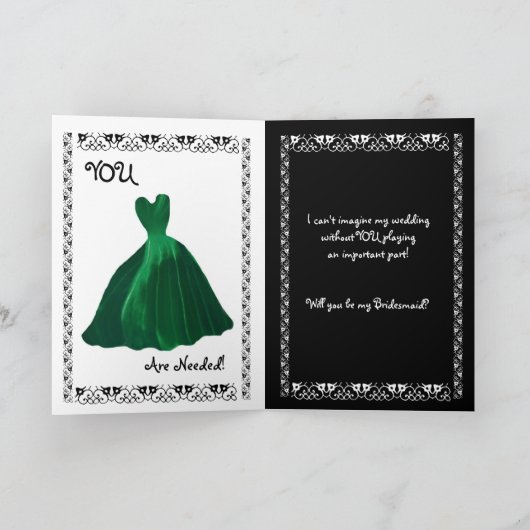 BRUIDSMEISJE Uitnodiging - HUNTER GREEN Leaf Gown (Binnen)