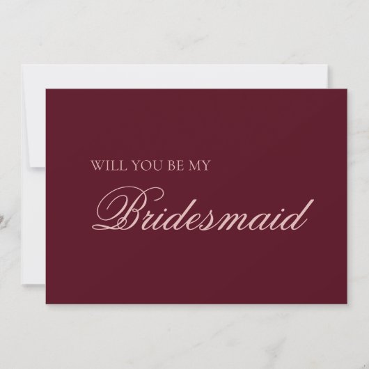 Bruidsmeisje Uitnodiging in Maroon en Blush Roze (Voorkant)