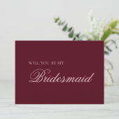 Bruidsmeisje Uitnodiging in Maroon en Blush Roze (Staand voorkant)