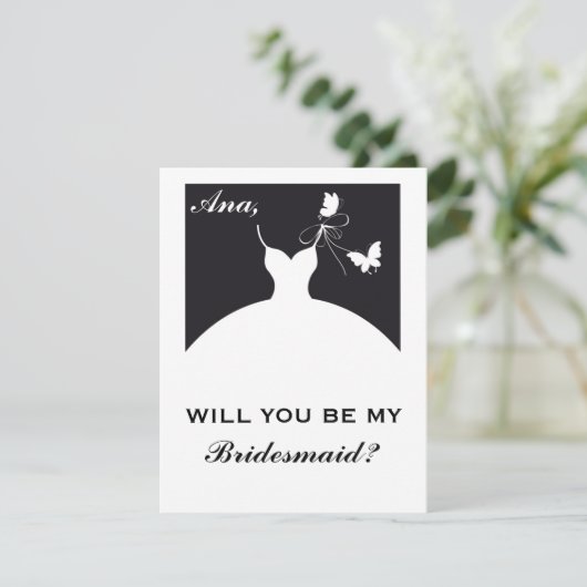 Bruidsmeisje Uitnodiging mooi eenvoudig en elegant (Staand voorkant)