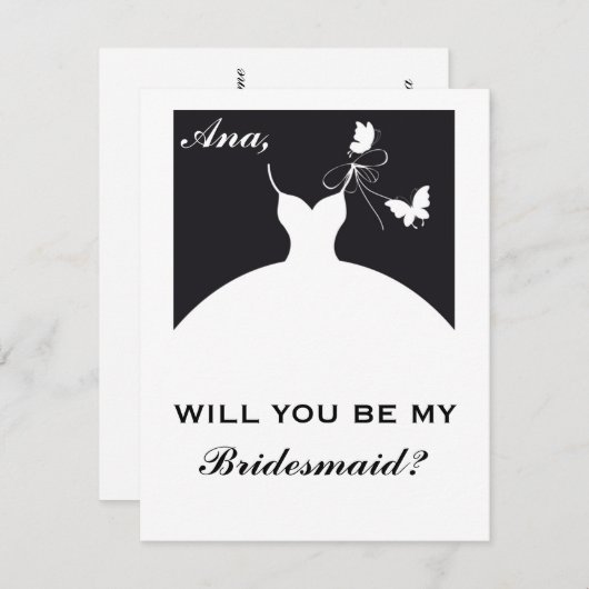 Bruidsmeisje Uitnodiging mooi eenvoudig en elegant (Voorkant / Achterkant)