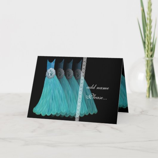 Bruidsmeisje Uitnodiging - Turquoise blauwe jurken (Voorkant)