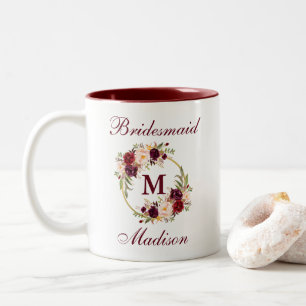 Bruidsmeisje van het Monogram van de Cirkel van Tweekleurige Koffiemok