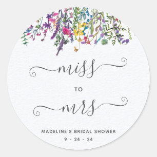 Bruidsmeisje van Miss naar Mrs Bruiloftfeest Ronde Sticker