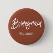 Bruidsmeisje Verbrand Oranje Terracotta Bruiloft  Ronde Button 5,7 Cm (Voorkant)
