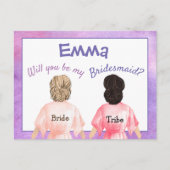 Bruidsmeisje verzoek / meisjes gewaden van achter  uitnodiging briefkaart (Voorkant)