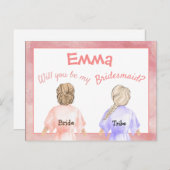 Bruidsmeisje verzoek/Meisjes in badjassen Achteraa Uitnodiging Briefkaart (Voorkant / Achterkant)