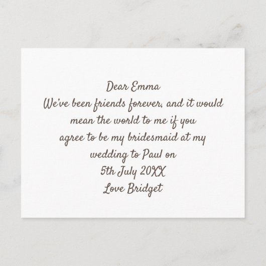 Bruidsmeisje verzoek/Meisjes in badjassen Achteraa Uitnodiging Briefkaart (Achterkant)