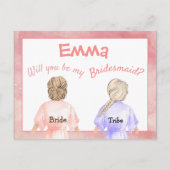 Bruidsmeisje verzoek/Meisjes in badjassen Achteraa Uitnodiging Briefkaart (Voorkant)