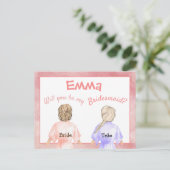 Bruidsmeisje verzoek/Meisjes in badjassen Achteraa Uitnodiging Briefkaart (Staand voorkant)