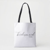 Bruidsmeisje Victoria Script Zwarte Riemen Tote Ta Tote Bag (Voorkant)