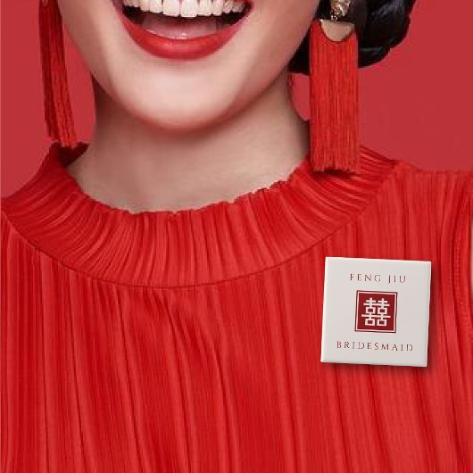 BRUIDSMEISJE Vierkante Dubbele Geluk Chinese Bruil Vierkante Button 5,1 Cm