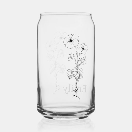 Bruidsmeisje Violet Februari Geboortemaand Bloem Blikvorm Glas (Achterkant)