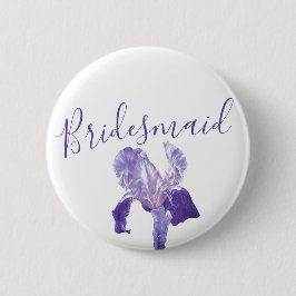 Bruidsmeisje vlag iris paarse bruiloft pin / knop ronde button 5,7 cm