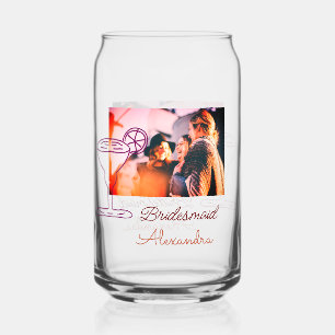 Bruidsmeisje voeg foto naam cocktailglas koraal blikvorm glas