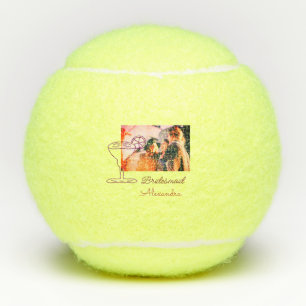 Bruidsmeisje voeg foto naam cocktailglas koraal tennisballen