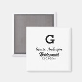 Bruidsmeisje voeg naam monogram eenvoudig minimaal magneet (Voorkant / Achterkant)
