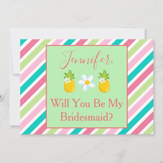 bruidsmeisje voorstel ananas thema kaart (Voorkant)