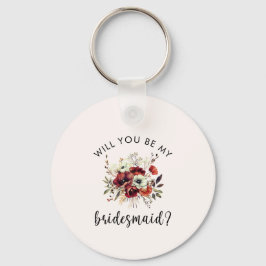 Bruidsmeisje Voorstel Bloemrijke Hartelijke Boodsc Sleutelhanger