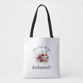 Bruidsmeisje Voorstel Bloemrijke Hartelijke Brief Tote Bag